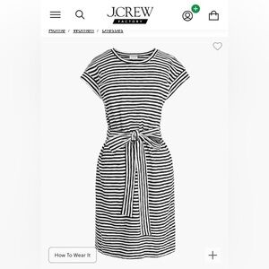 J Crew Short-sleeve striped tie-waist T-shirt dress Black and white size Small